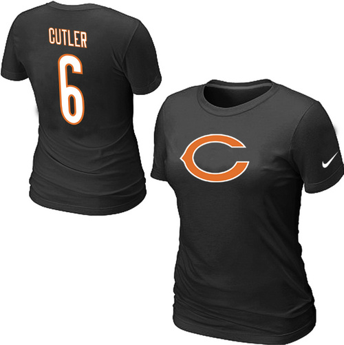 Nike Chicago Bears #6 Jay Cutler Name & Number Women's NFL T-Shirt - Black